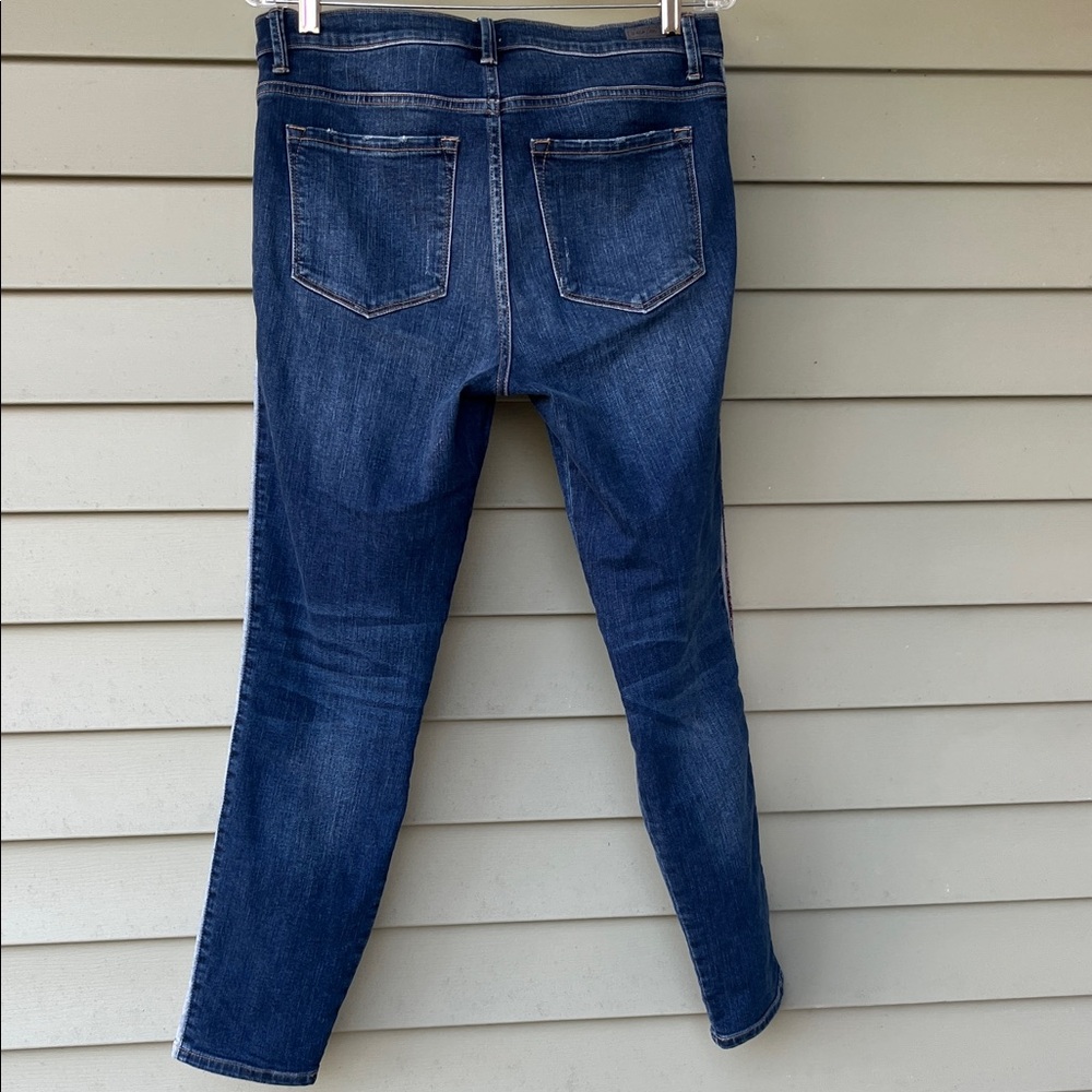 Like new Sneak Peek Indigo Straight Leg mid rise Jeans with Side Stripe - Picture 8 of 16
